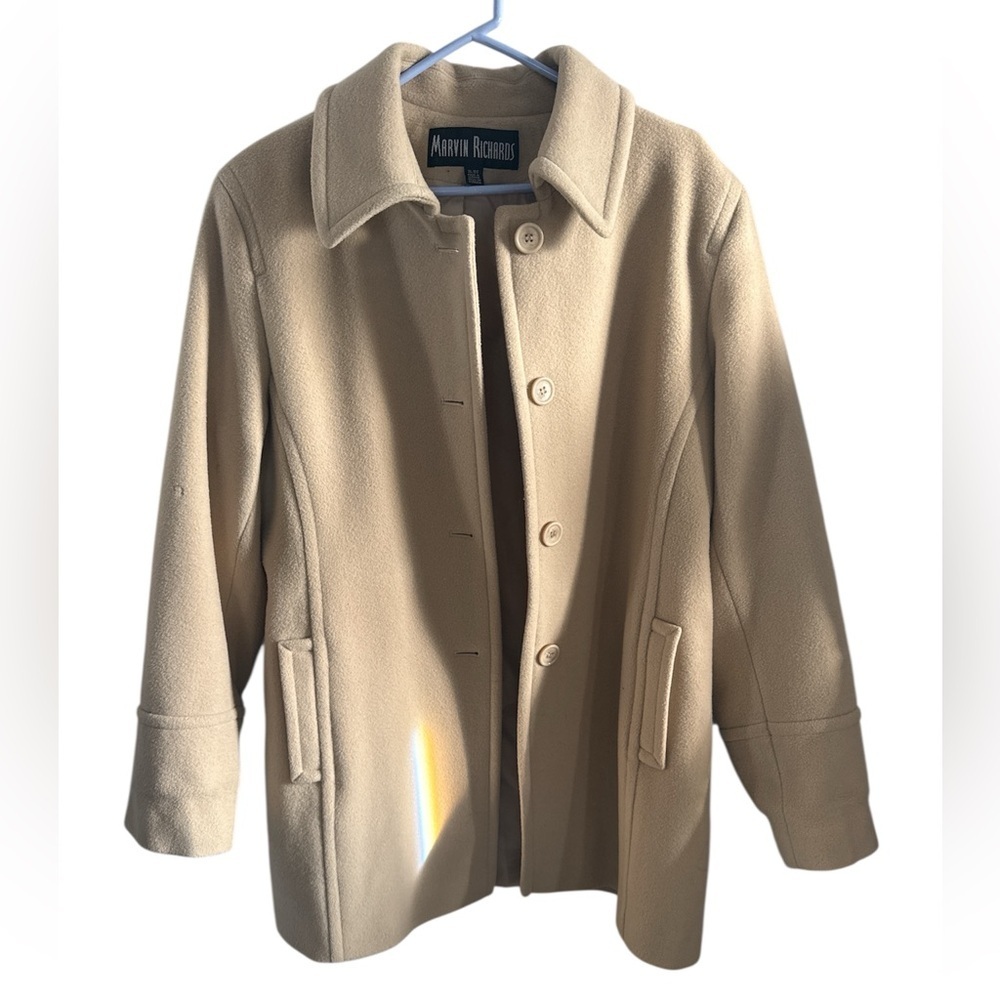 Marvin Richards Women's Tan Pea Coat sz: XL - Picture 3 of 8